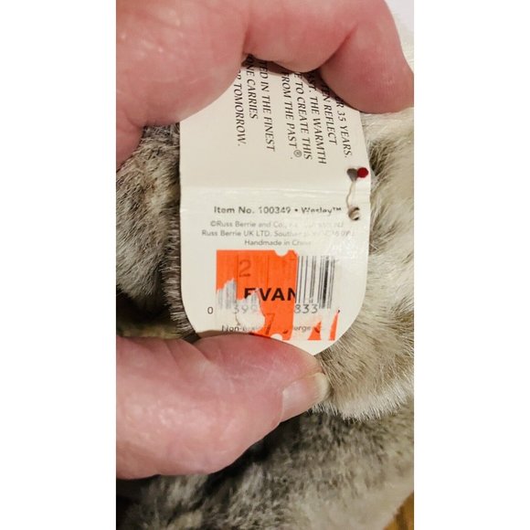 Russ Berrie Plush #100349 WESTLEY Bear Woven Texture Face Feet 12” tags Frosted - Picture 8 of 13